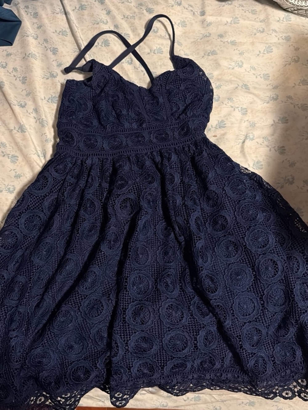 Guess Women's Navy Blue Lace Fit-and-Flare Dress